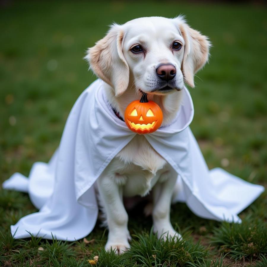 Dog Dressed as Zero from Nightmare Before Christmas