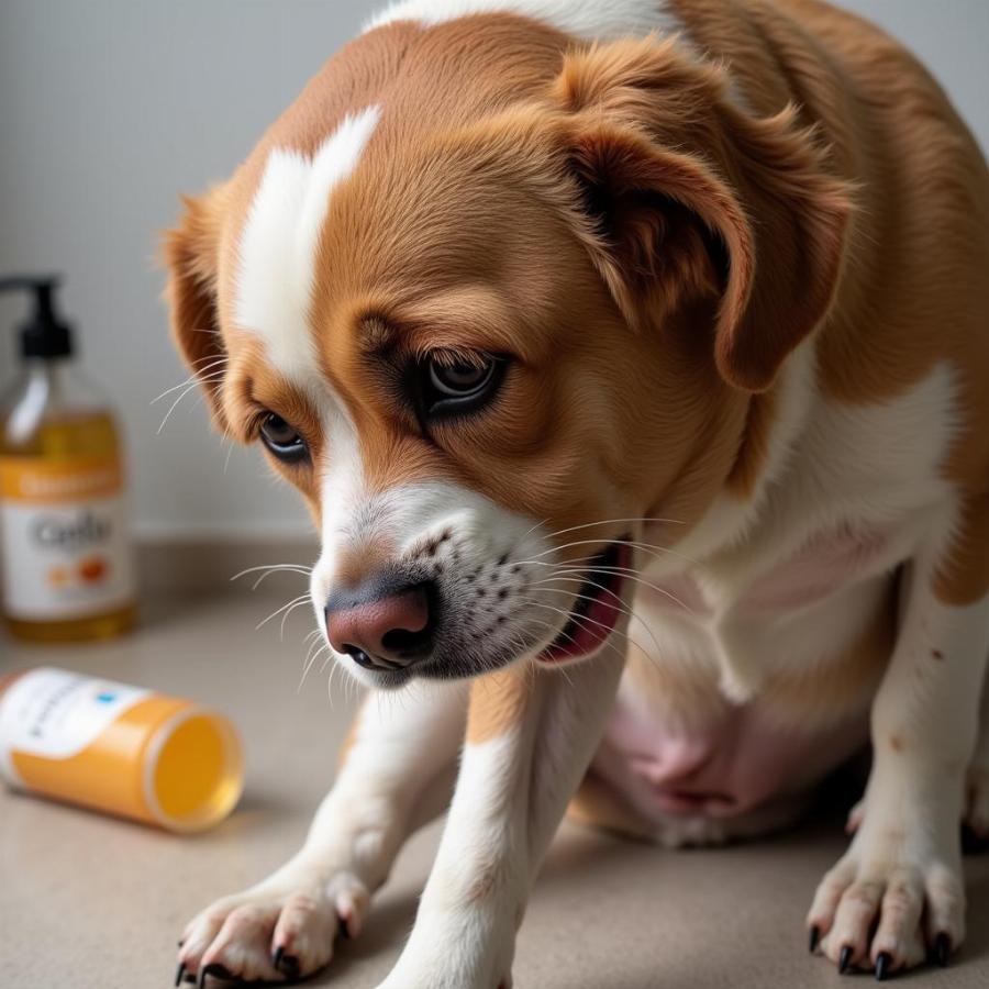 Dog with dry, itchy skin from human shampoo