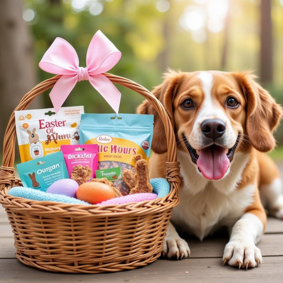 Dog Easter Basket Filled with Healthy Treats