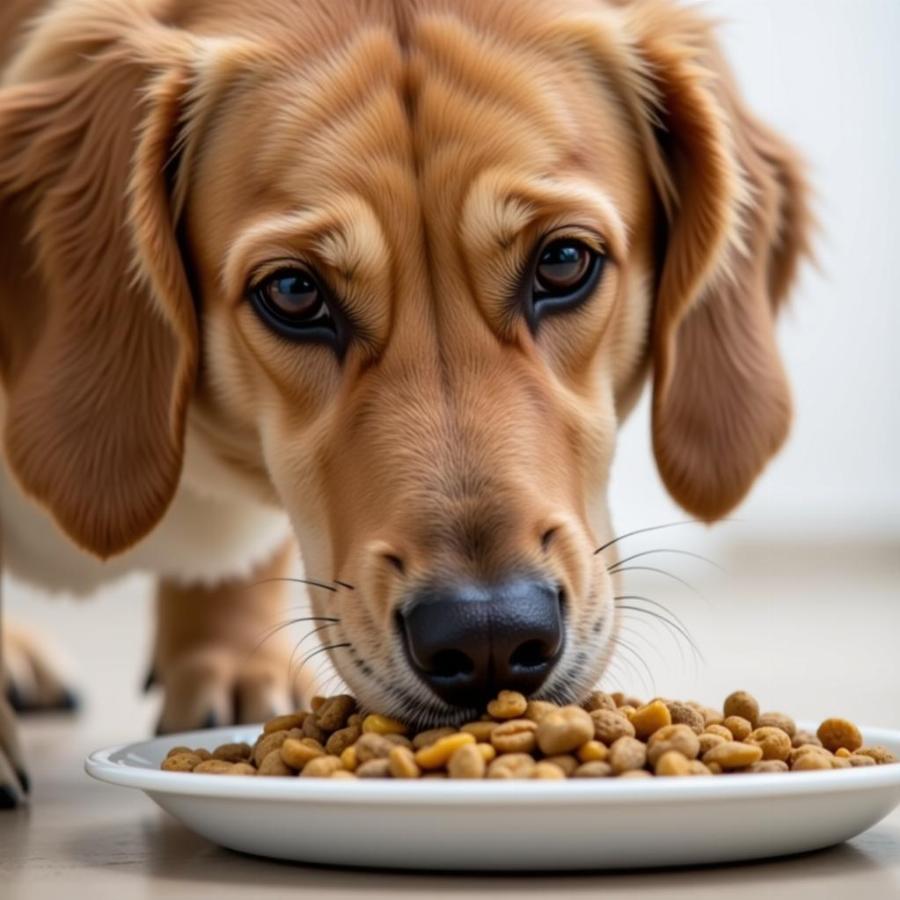 Dog eating dry food that may be causing gas