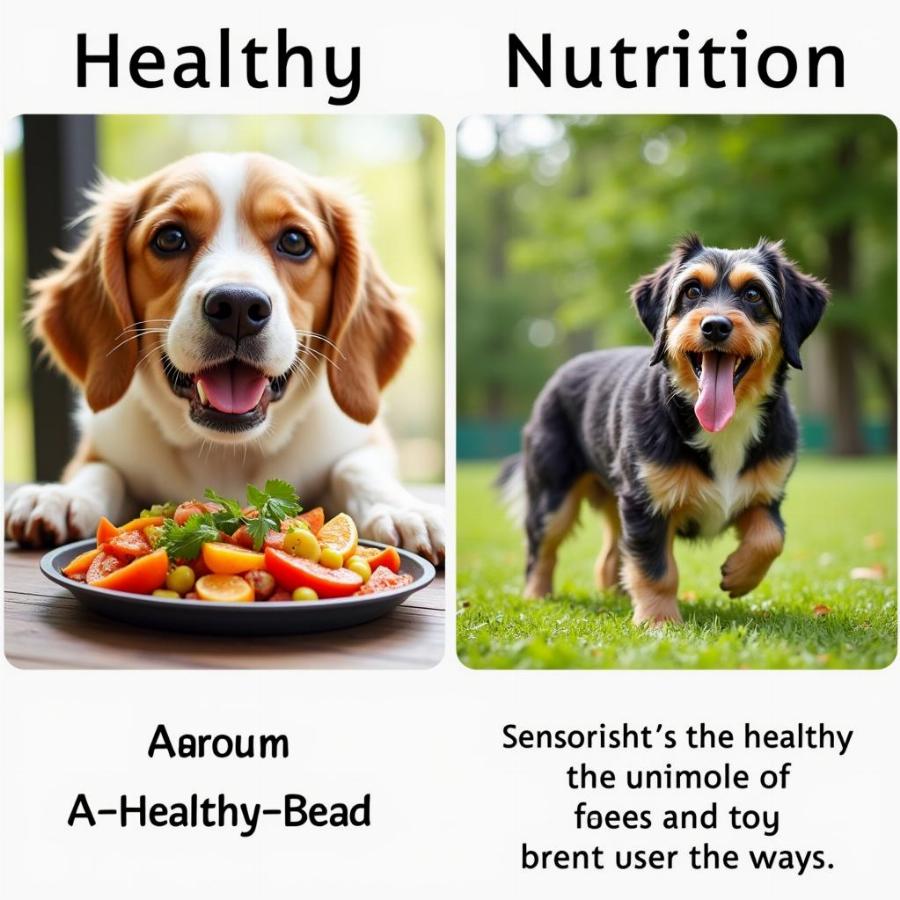 Dog Eating Healthy Food and Exercising in Park