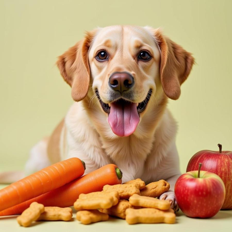 Dog enjoying healthy treats instead of Korean corn dogs