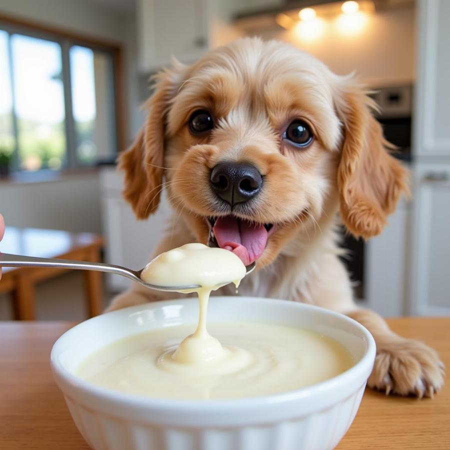 Dog Enjoying Tapioca Pudding