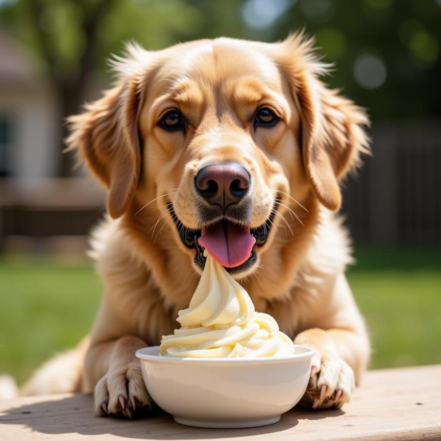 Dog Enjoying Cool Ice Cream Treat