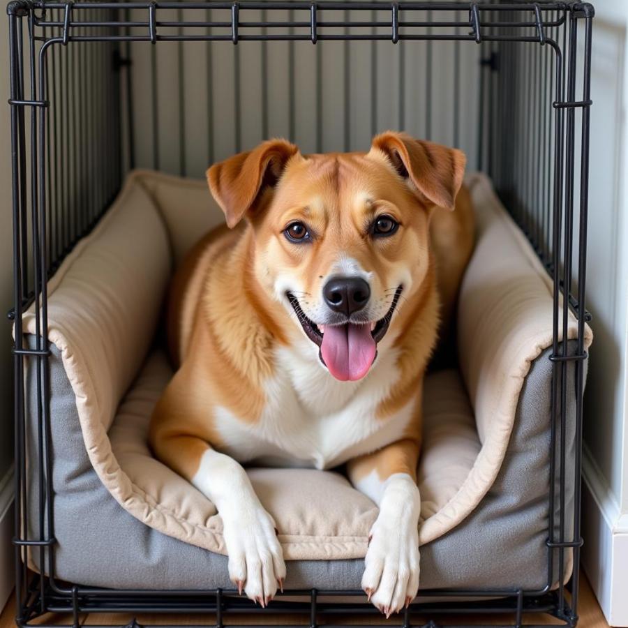 Dog Enjoying Their Crate Bed