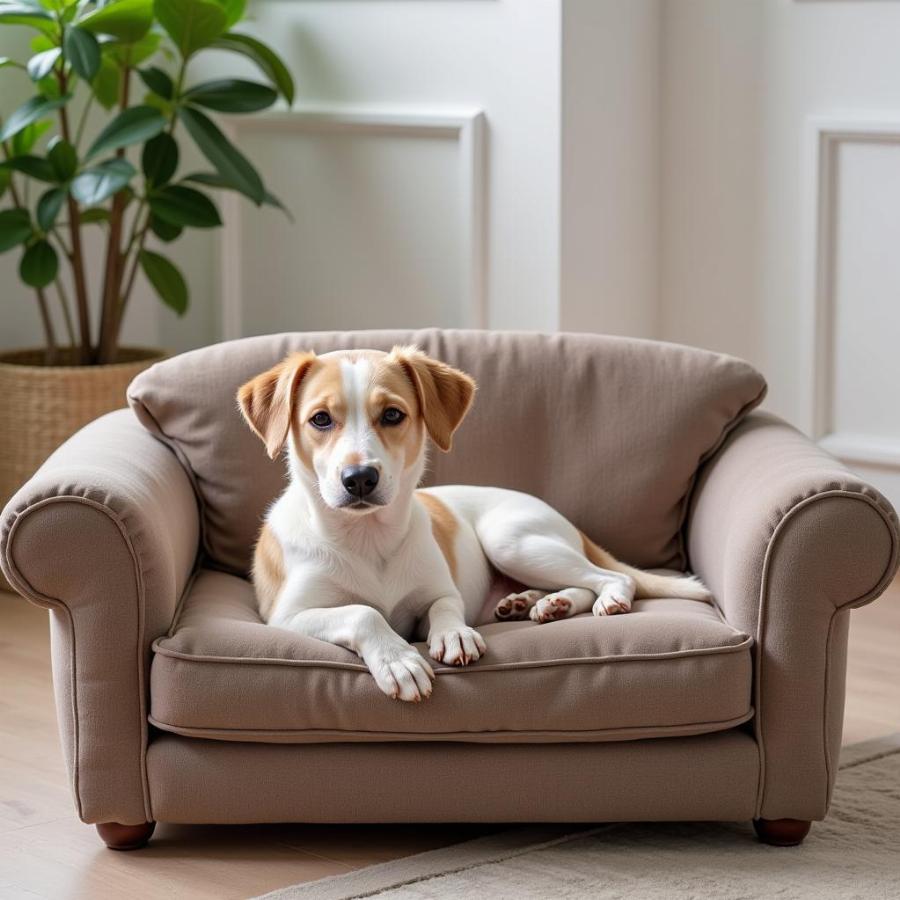 Dog Enjoying Mini Couch