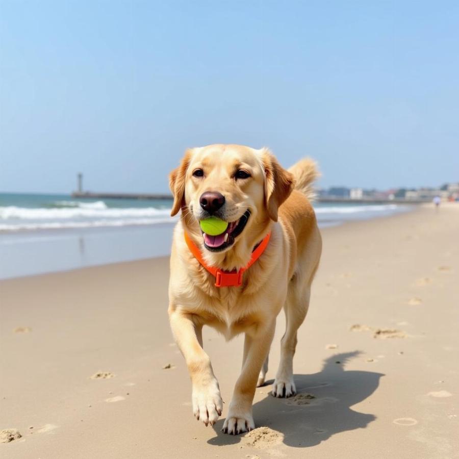 Dog Enjoying the Beach in Cape May, NJ