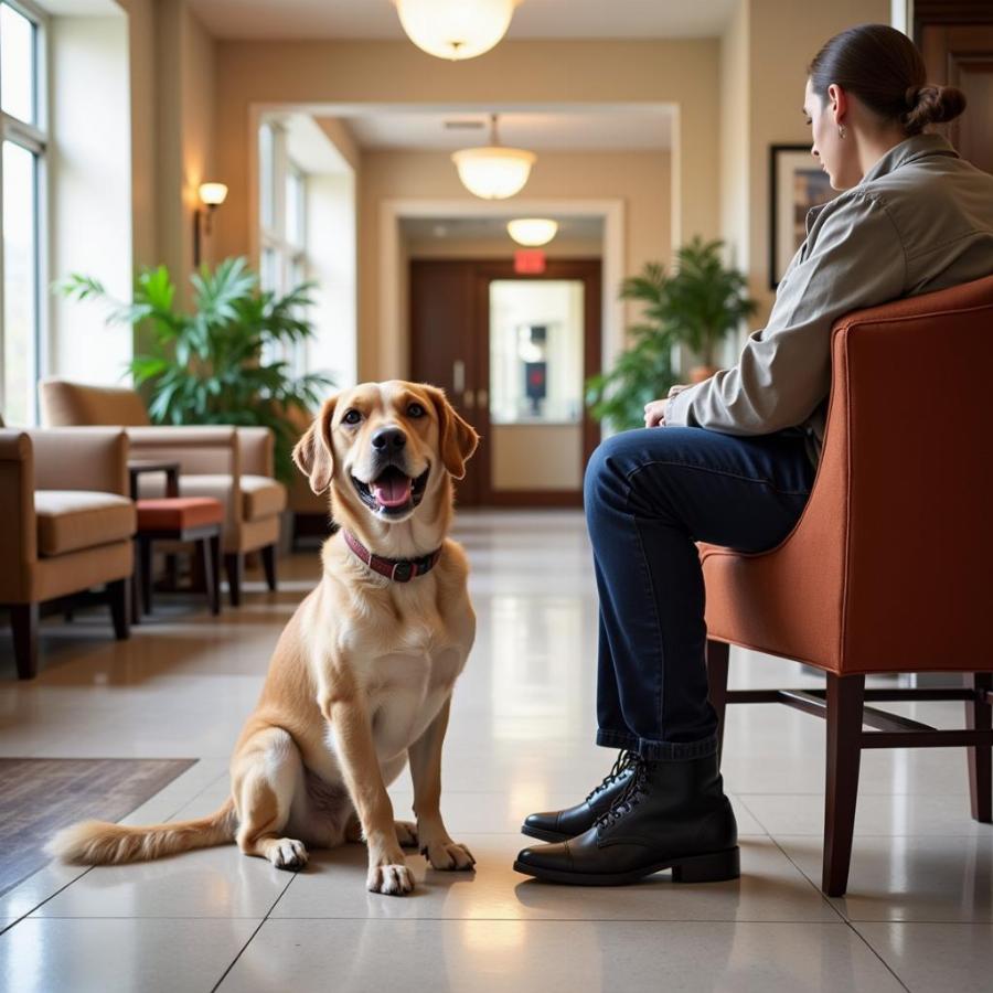 Dog in a Hotel Lobby in Washington DC