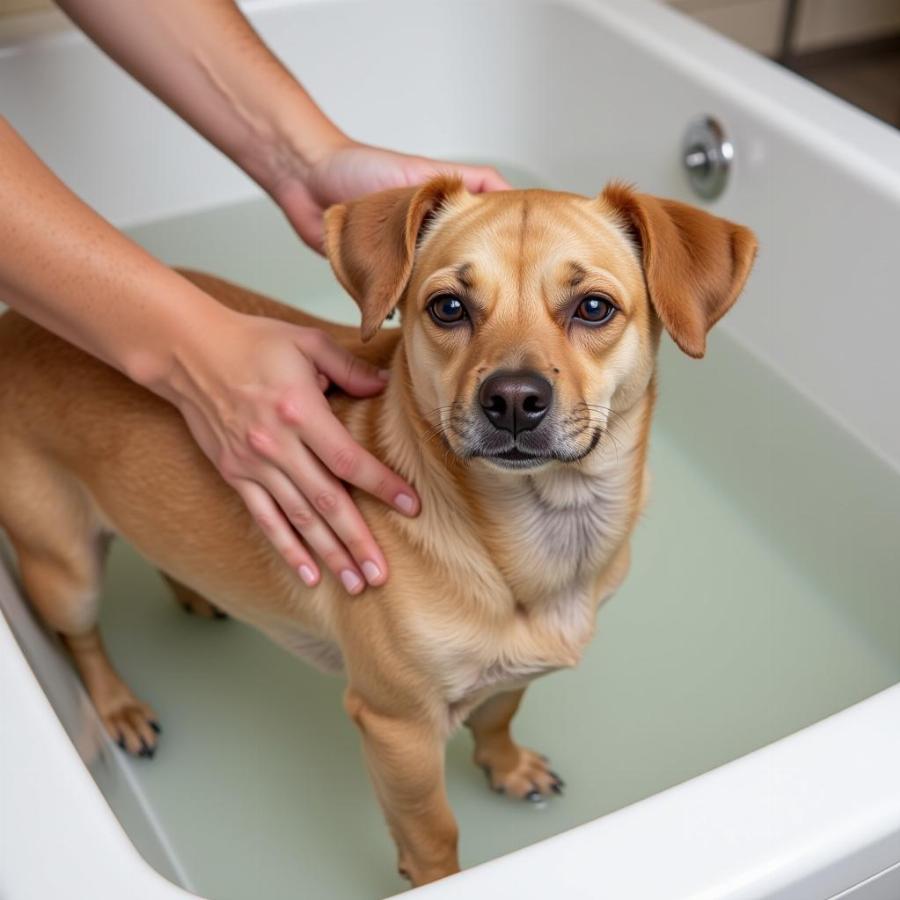 Dog Getting a Bath