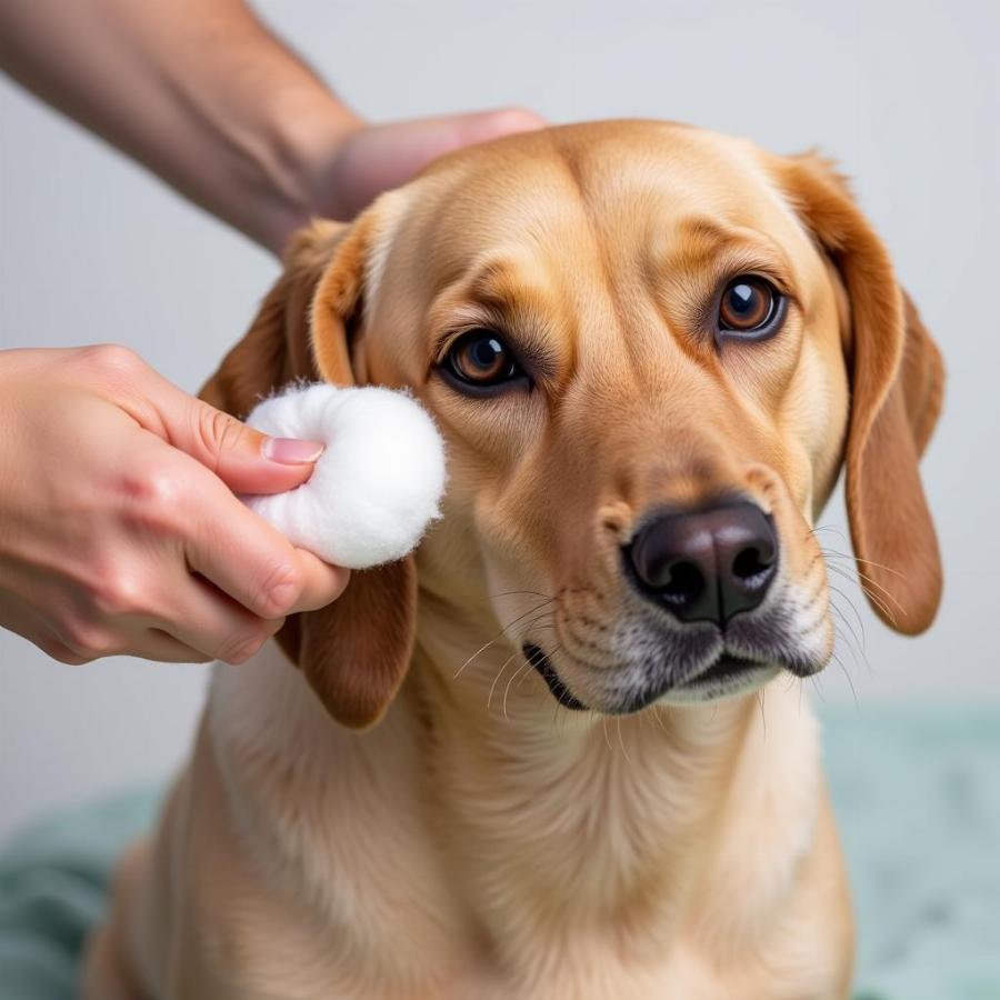 Dog Getting its Ears Cleaned