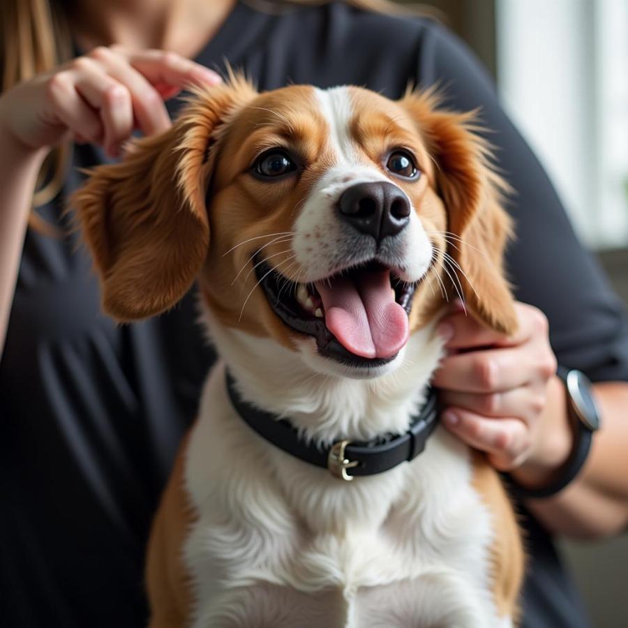 Happy Dog Getting Groomed in Alexandria VA