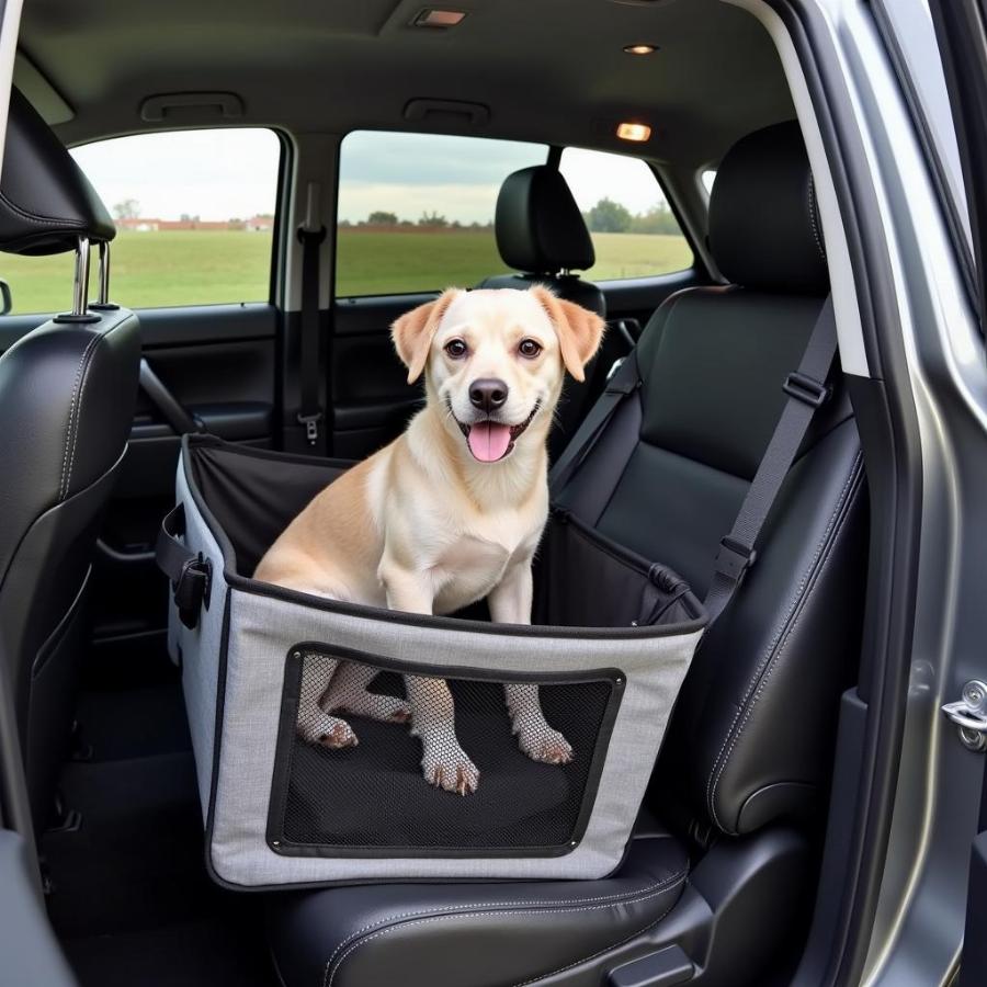 Dog Safely Secured in a Cab Carrier