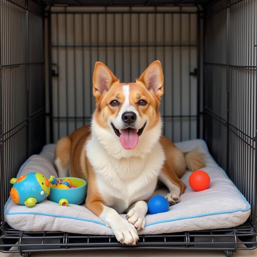 Dog Comfortable in Their Crate