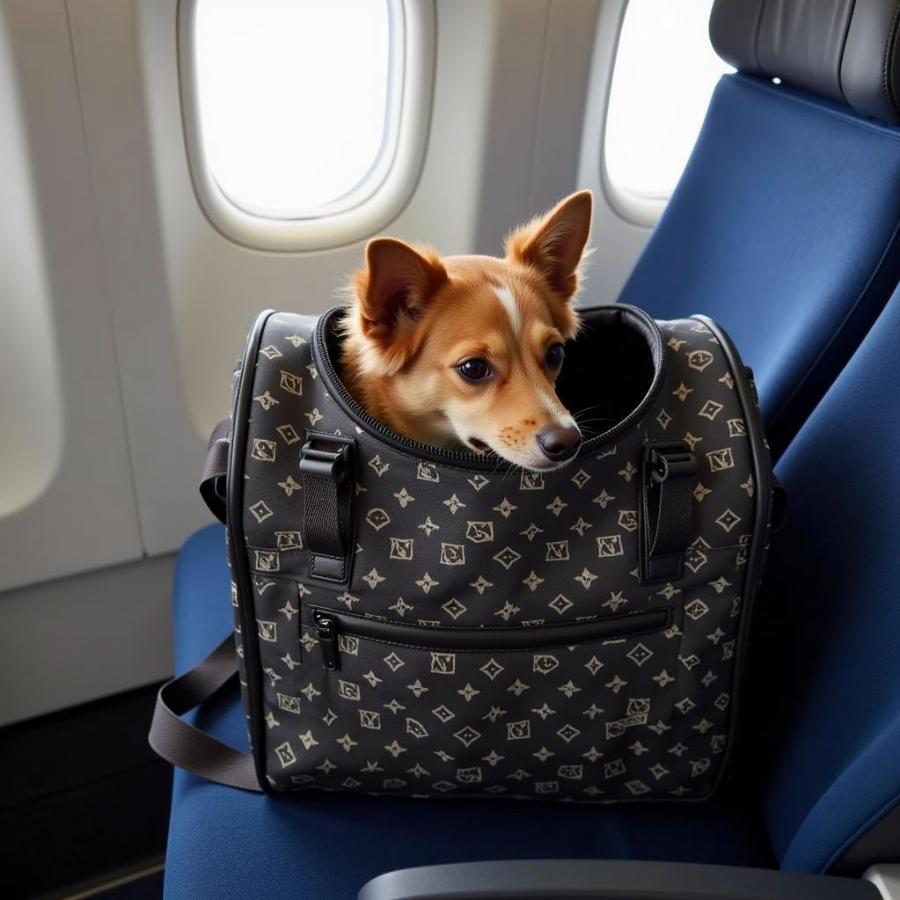 Dog in Goyard Carrier During Travel