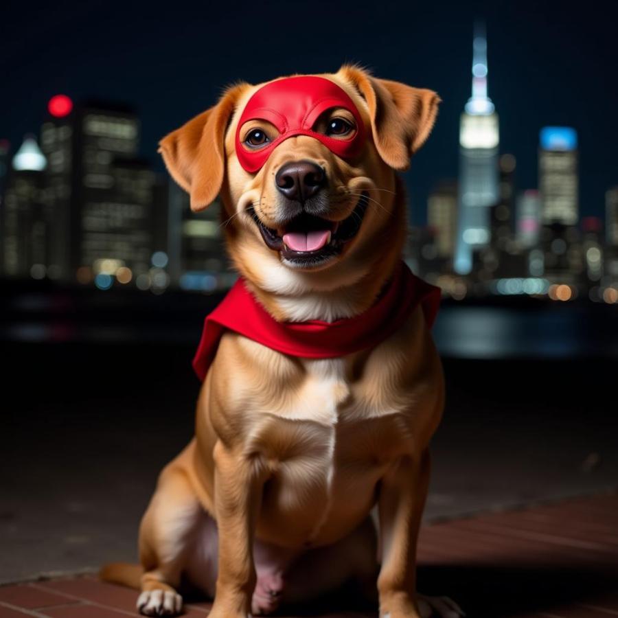 Dog in Superhero Mask