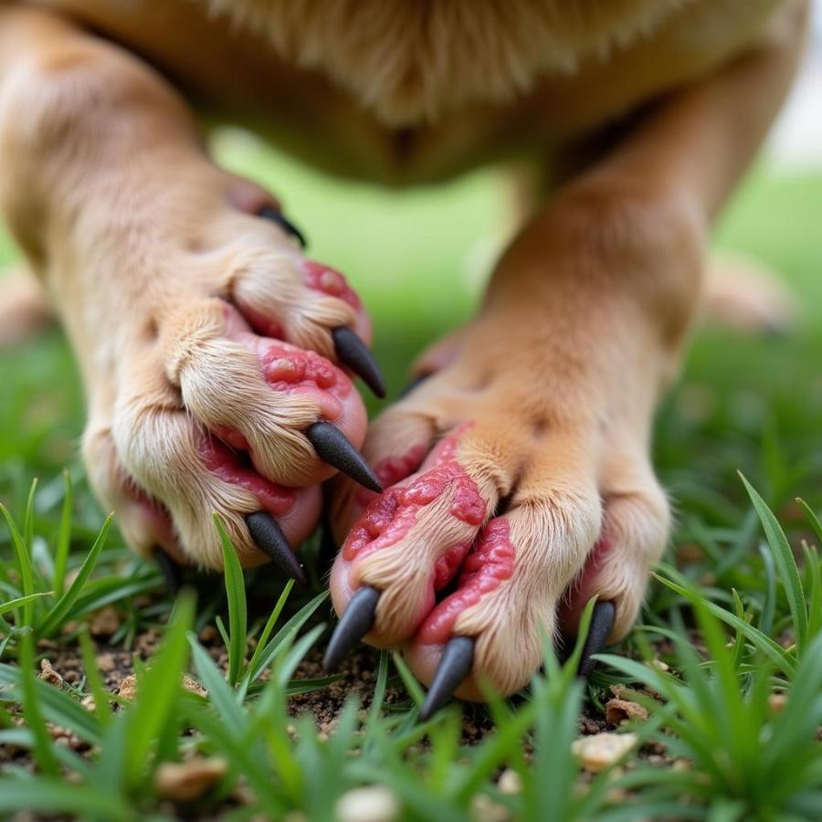 Dog itching paws due to environmental irritants