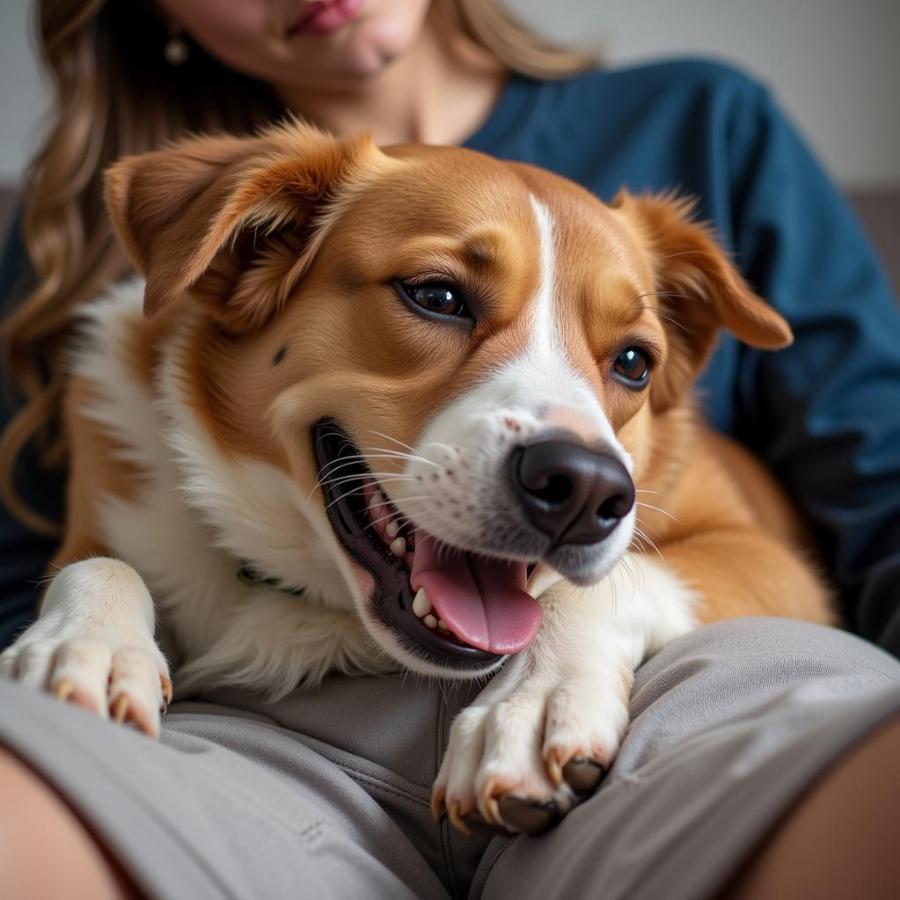 Dog Laying on Owner: Jimmy Buffett Relaxation