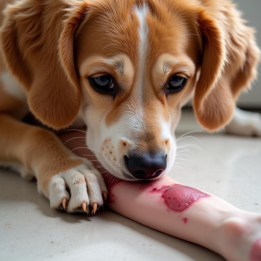 Dog Licking a Wound: Potential for Infection