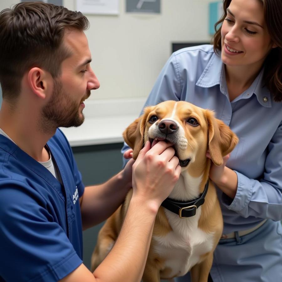 Veterinarian Examining a Listless and Drooling Dog