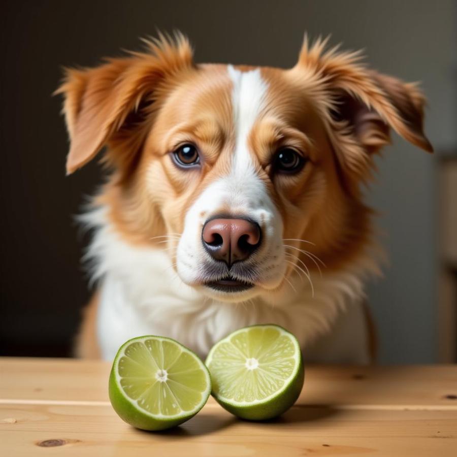 Dog Looking at a Lime