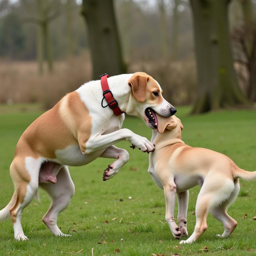 Dog Marking Territory on Another Dog