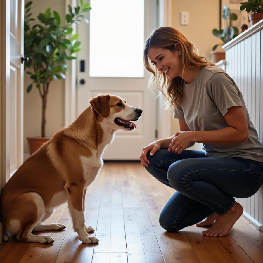 Dog meeting potential host family