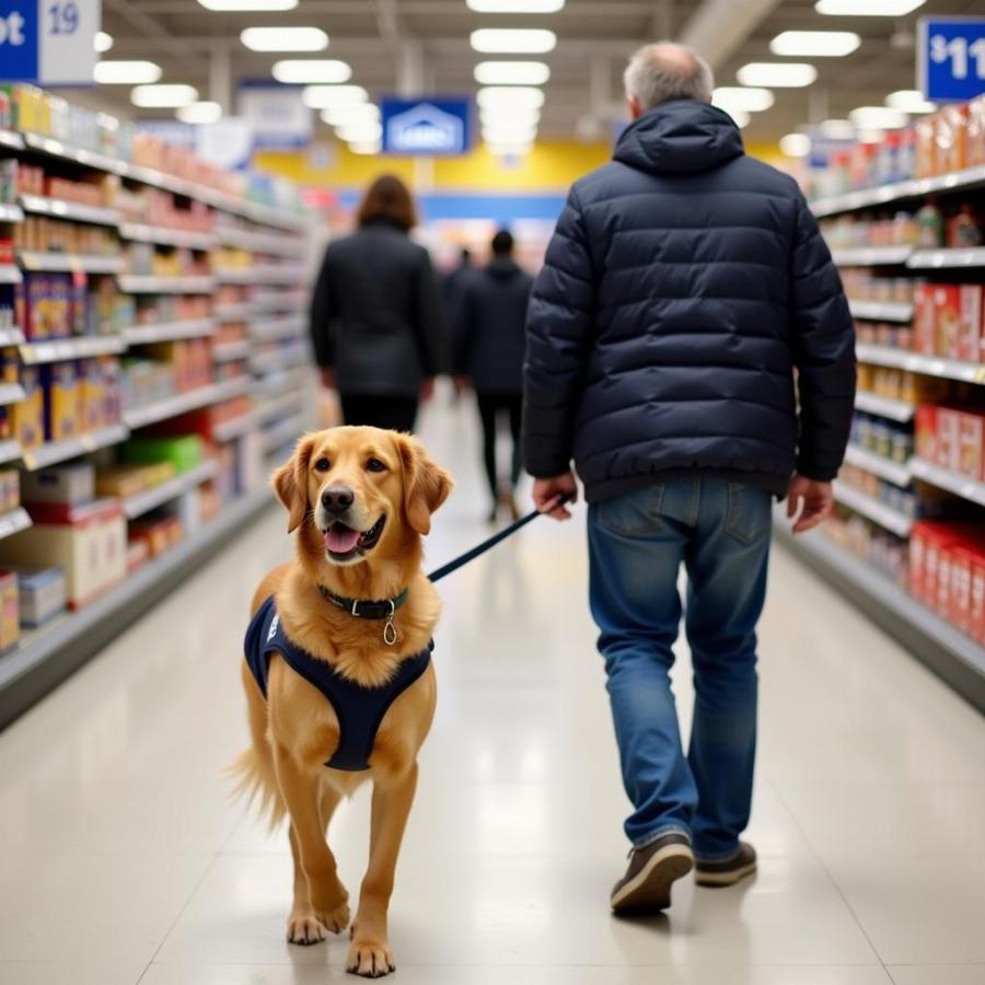 Dog on Leash in Lowes Store