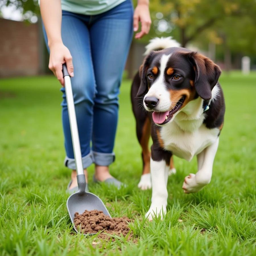 Dog Owner Cleaning Up Dog Poop