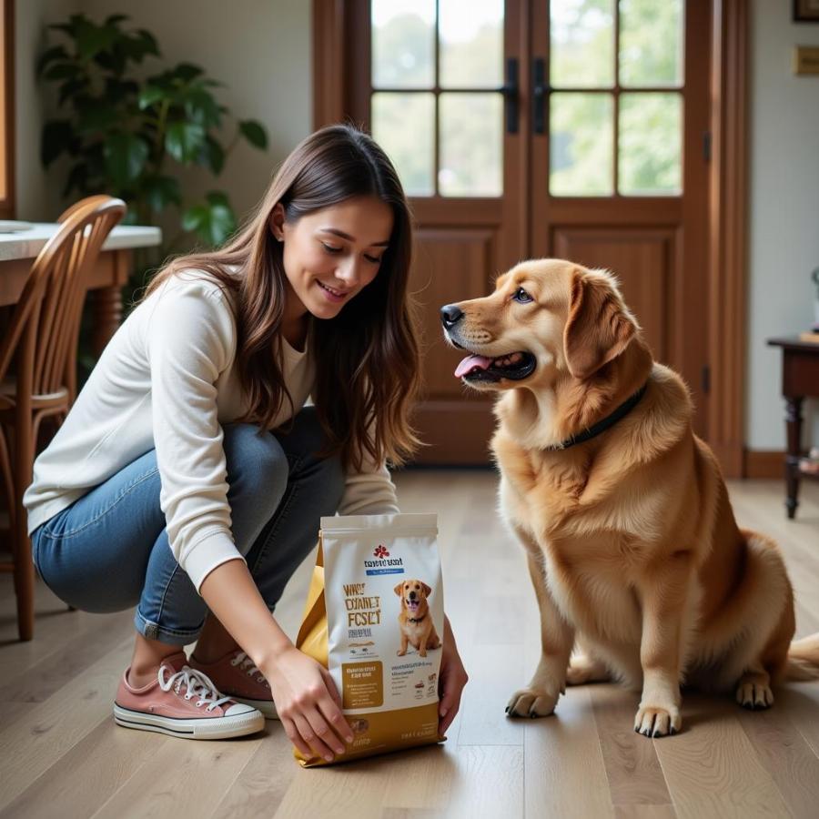 Dog Owner Reading Dog Food Label