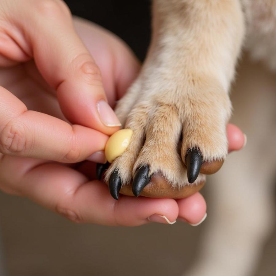 Applying Dog Paw Balm for Dry Paws