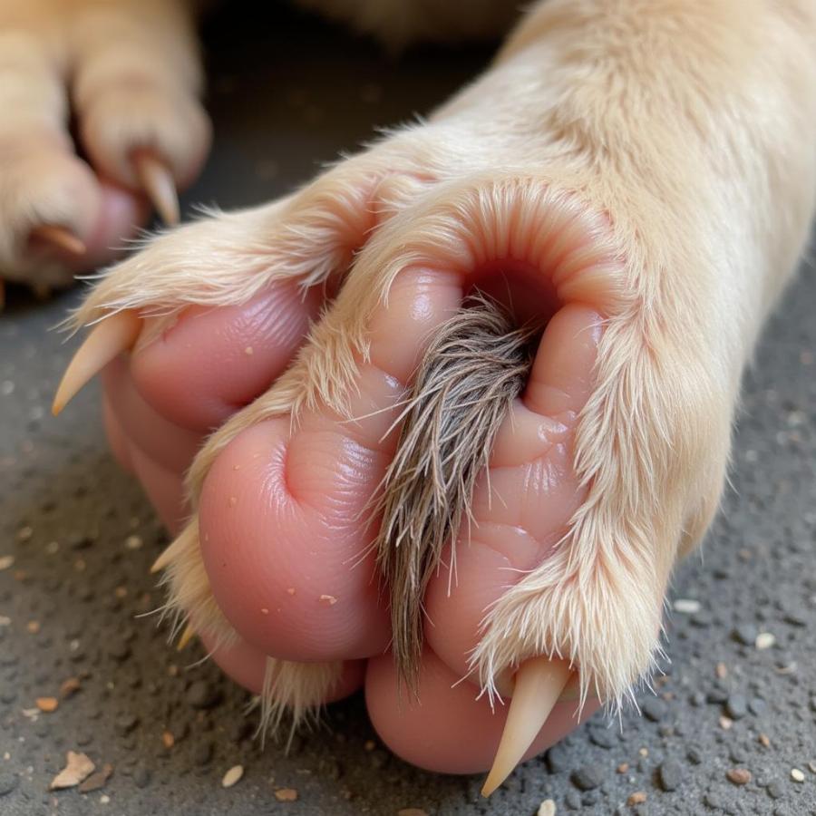 Dog Paw with a Hair Sliver