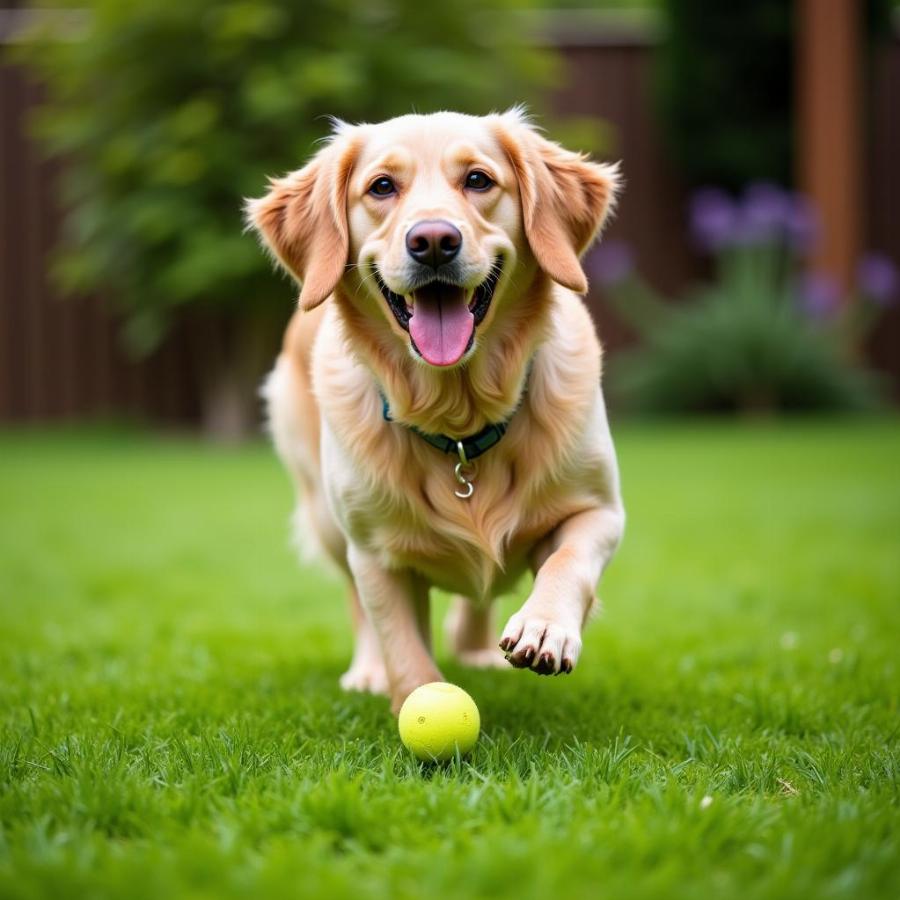 Dog Playing on Artificial Grass