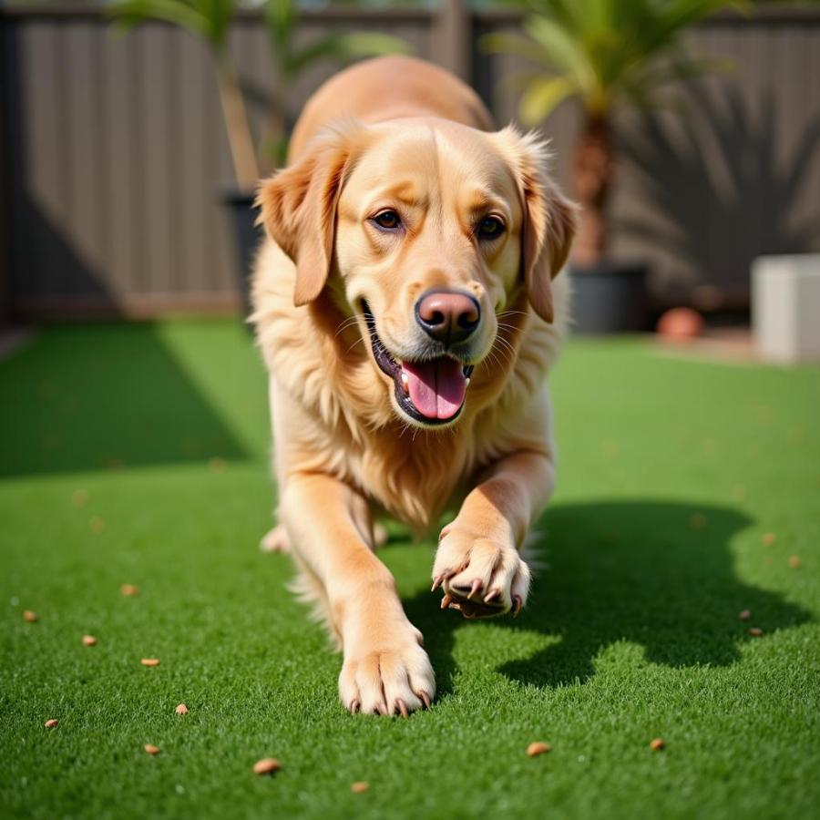 Dog Playing on Fake Turf