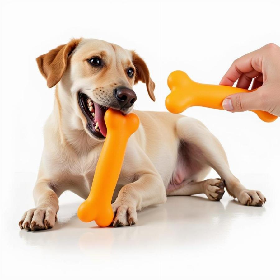 Dog Enjoying a Bone Squeker