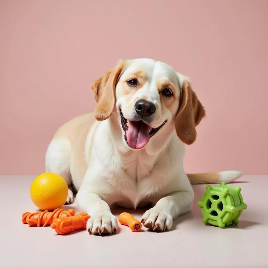 Dog Playing With Safe Chew Toys