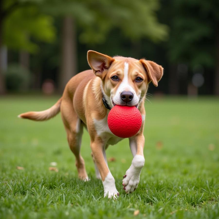 Dog Playing with a Squeak Ball