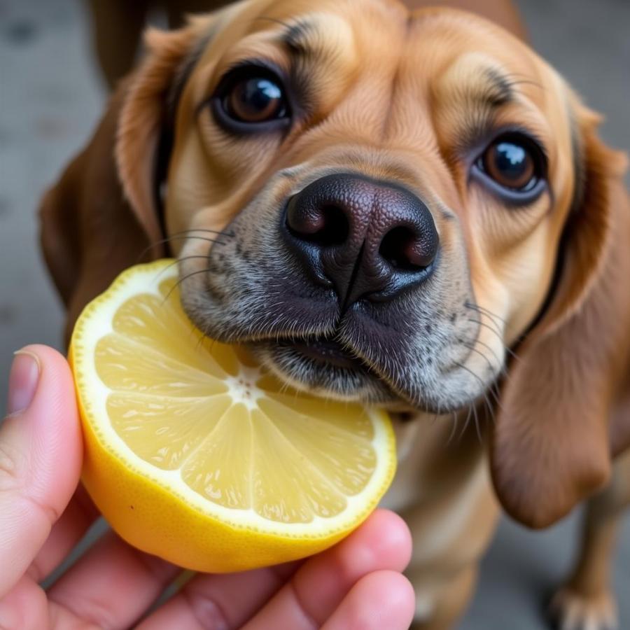 Dog Reacting to Citrus Smell