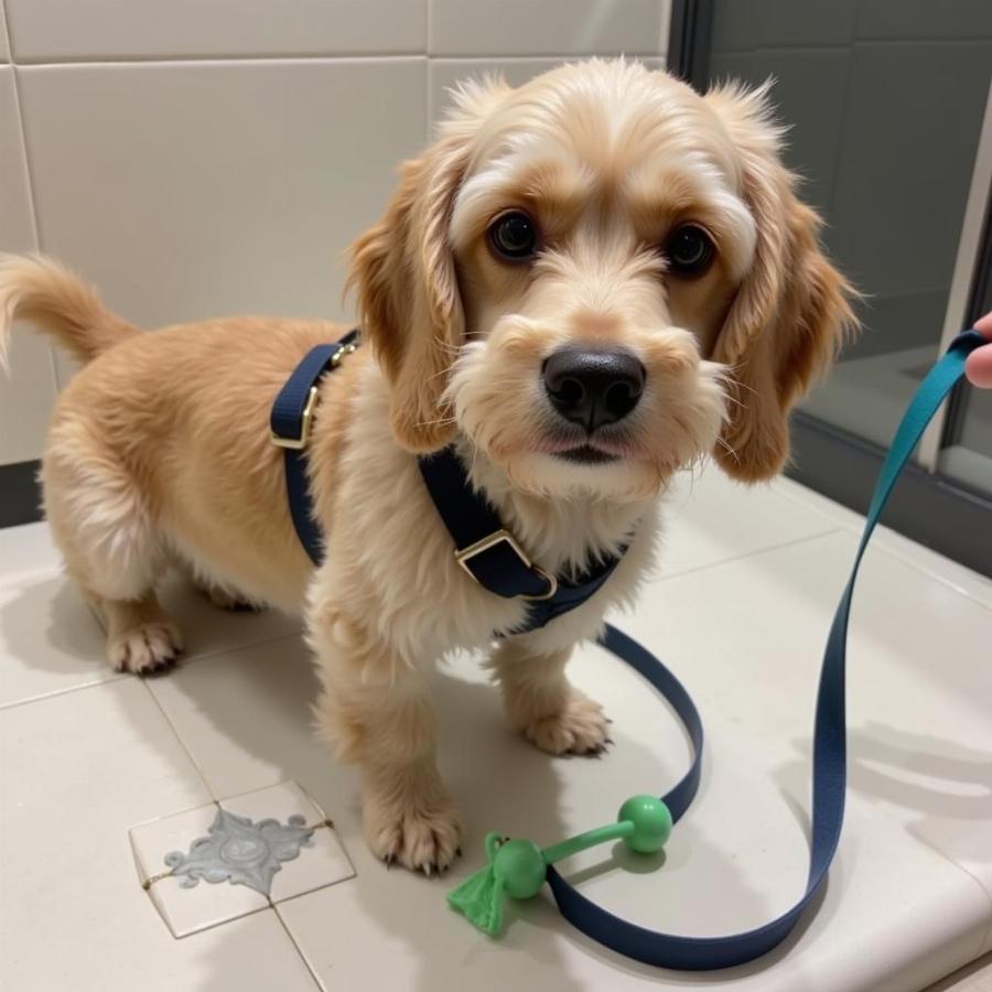 Dog Ready for PetSmart Bath