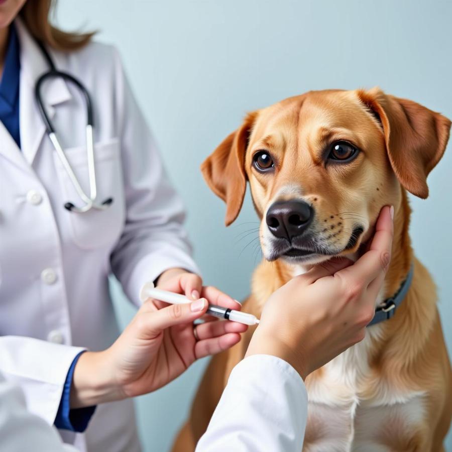 Dog Receiving Pyrantel Pamoate