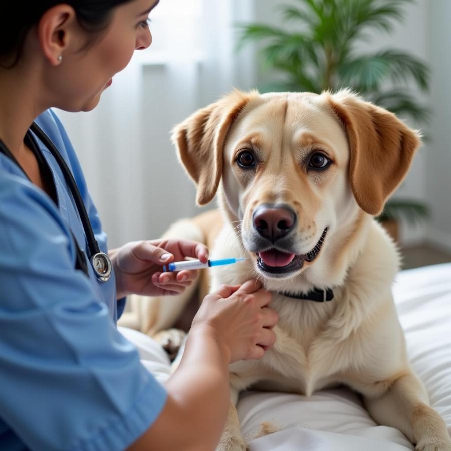 Dog Receiving 7 Way Vaccine