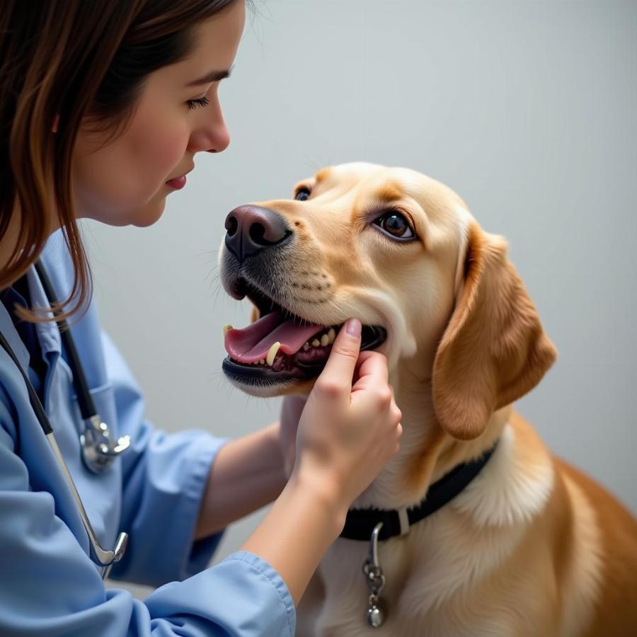 Dog Being Examined by a Veterinarian