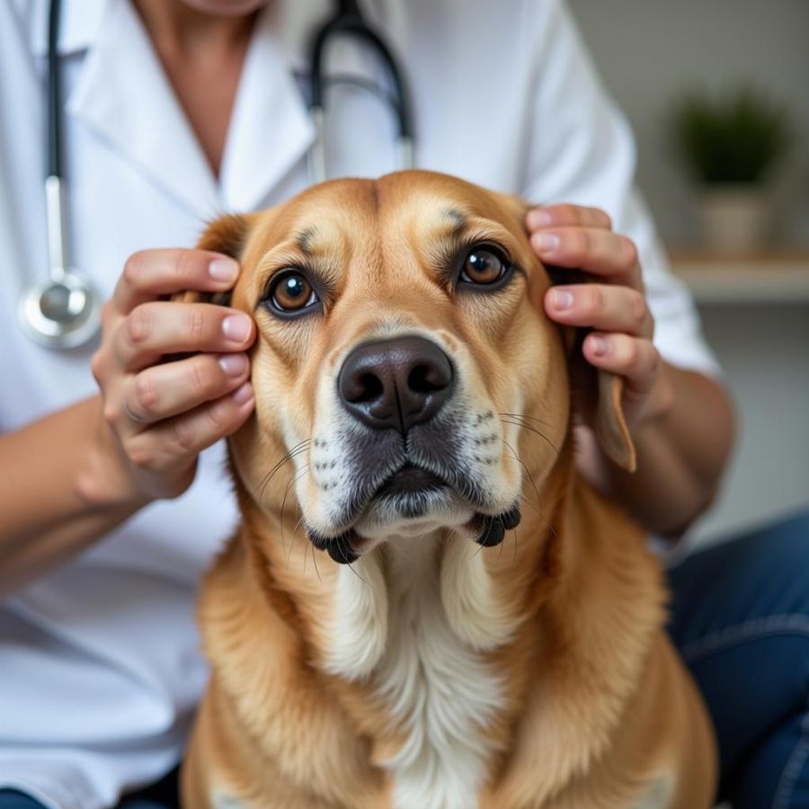 Veterinarian Examining a Dog for Encephalomyelitis