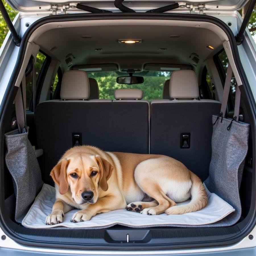 Dog Resting Comfortably in a Travel Crate