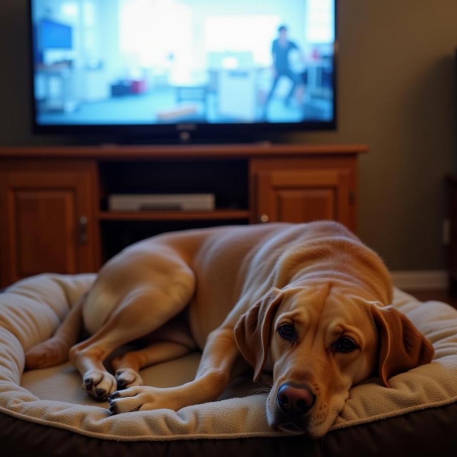 Dog Resting While Watching TV