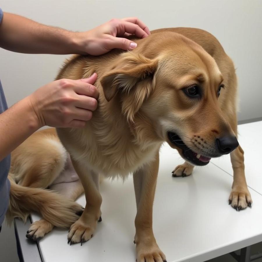 Dog scratching due to lice infestation