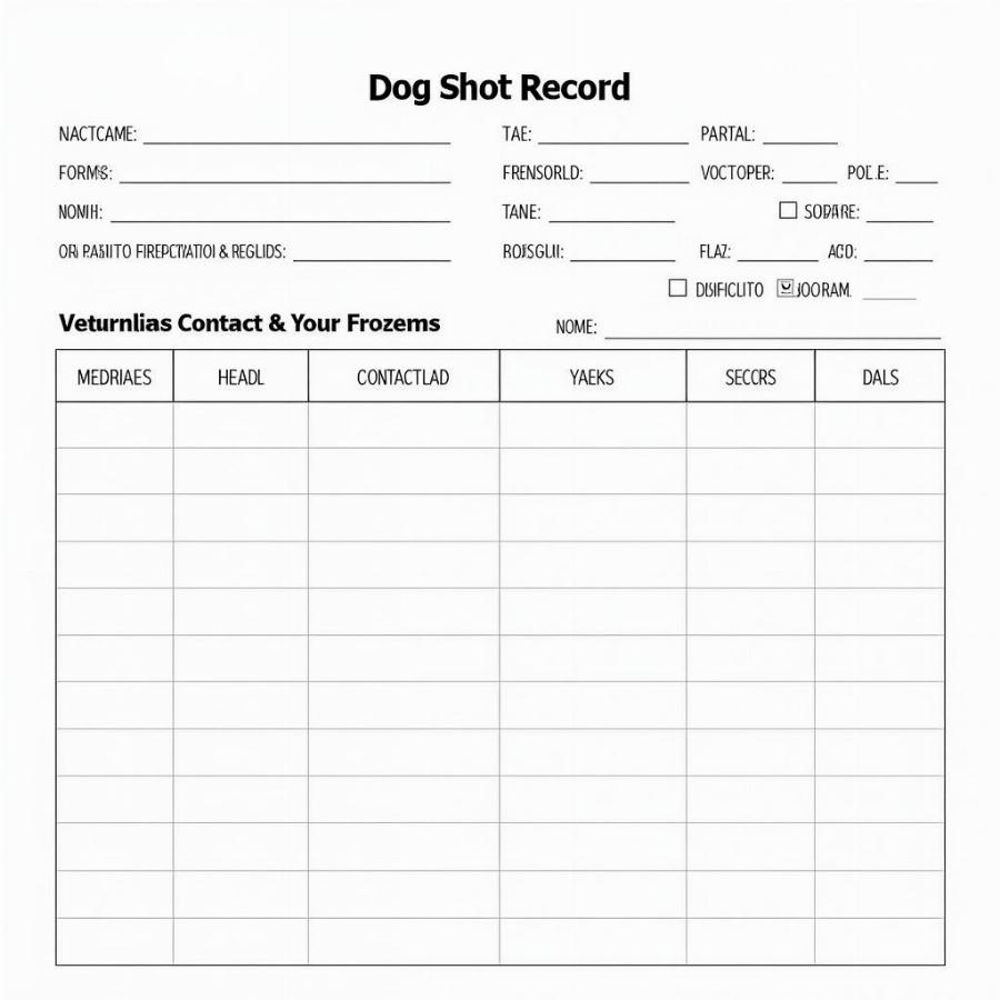 Example of a Dog Shot Record Template