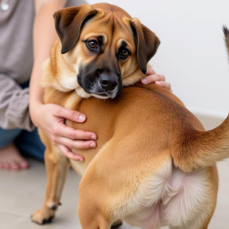 Dog Showing Discomfort During a Butt Scratch