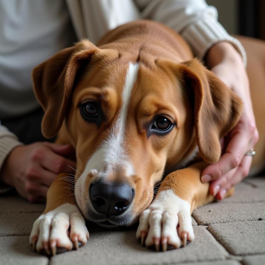 Dog showing signs of discomfort during heat