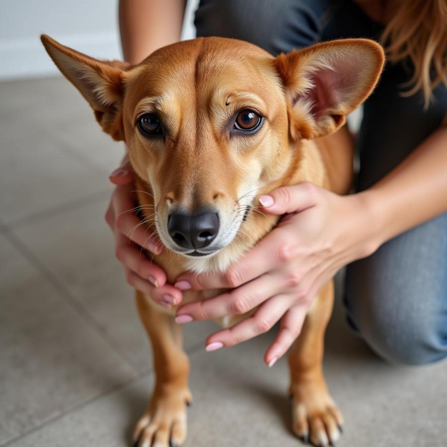 Owner Checking Dog's Skin