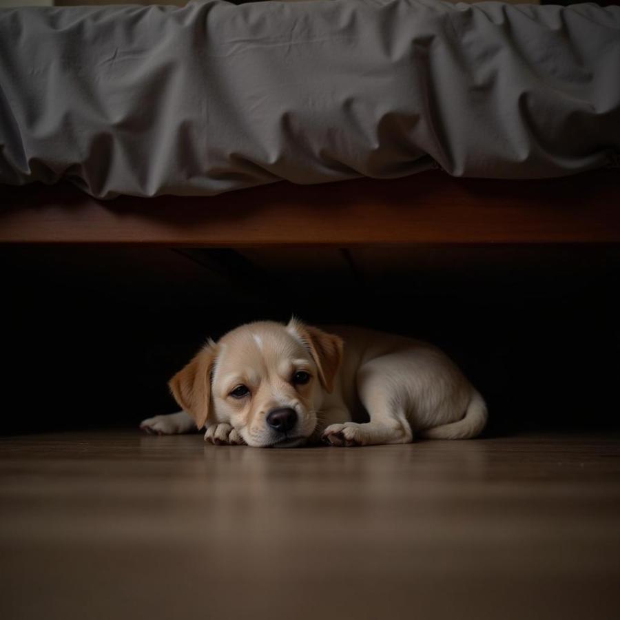 Dog Sleeping Under Bed Seeking Comfort